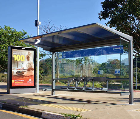 Touch Screen Advertising Player Outdoor Stand Alone Signage for Bus Shelter